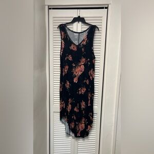 24/7 Murices Apparel Black and Pink Floral High Low Dress